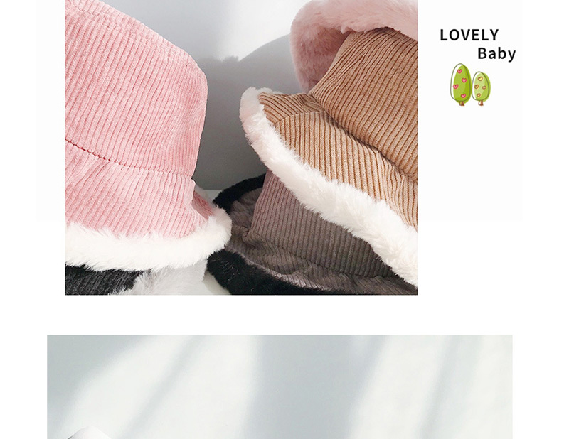 Fashion Corduroy Pink Imitation Rabbit Fur Stitching Flat Top Children