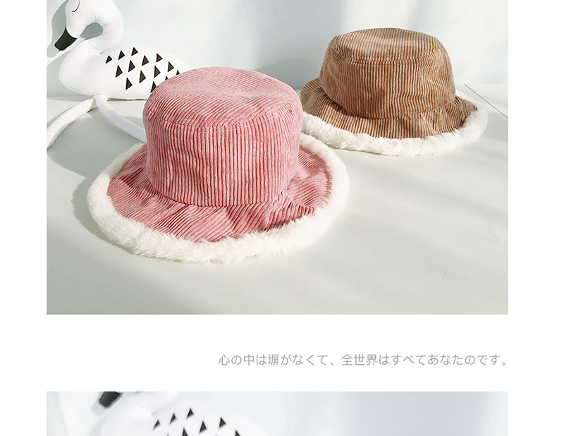 Fashion Corduroy Pink Imitation Rabbit Fur Stitching Flat Top Children