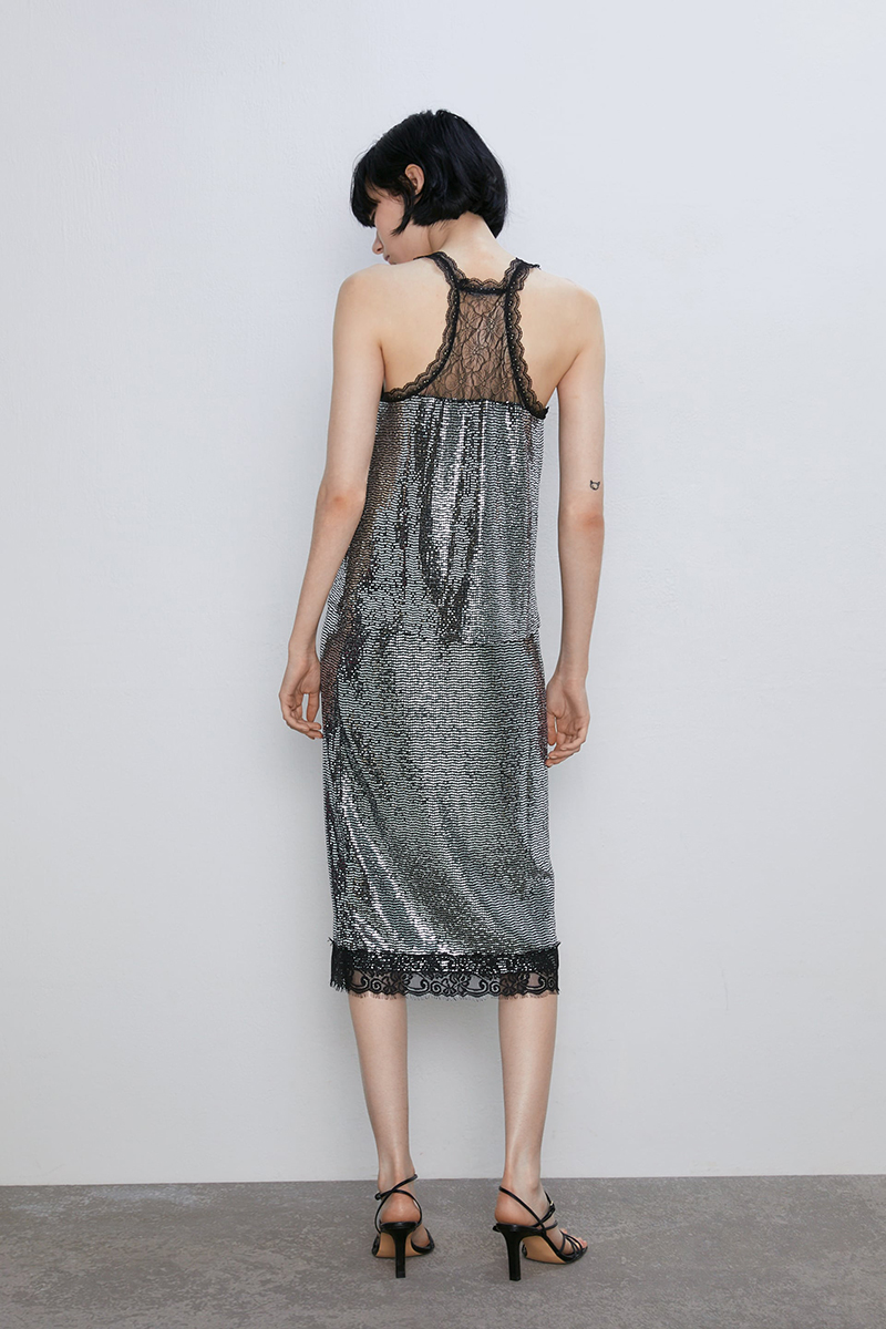Fashion Silver Lace Sequin Skirt,Skirts