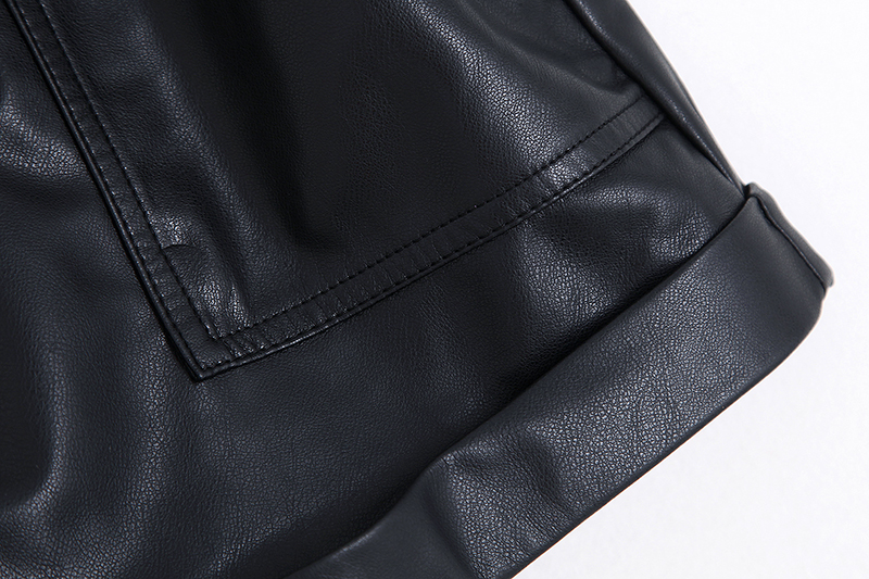 Fashion Black Faux Leather Shorts,Shorts