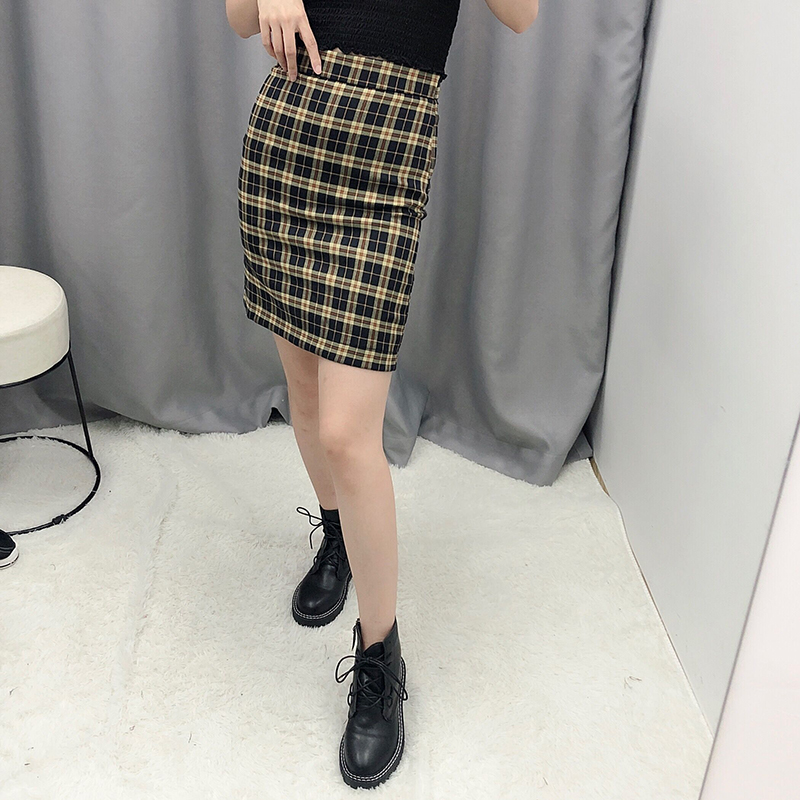 Fashion Lattice Plaid Straight Skirt,Skirts