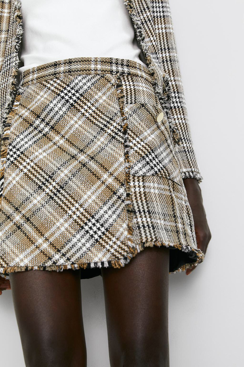 Fashion Lattice Tweed Skirt,Skirts
