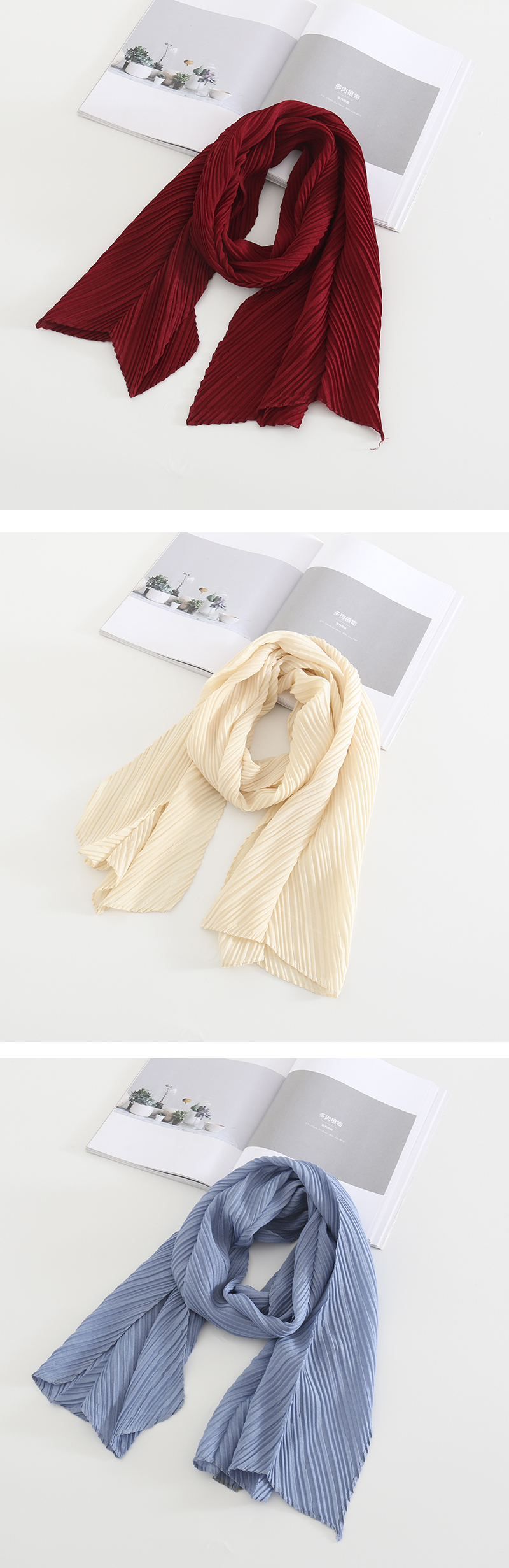 Fashion Apricot Pure Color Crumpled Silk Scarf,Thin Scaves