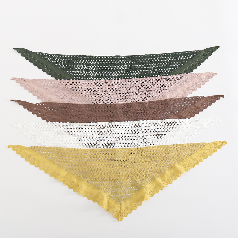  Yellow Full Cotton Triangle Small Scarf,Thin Scaves