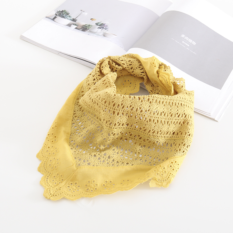  Yellow Full Cotton Triangle Small Scarf,Thin Scaves