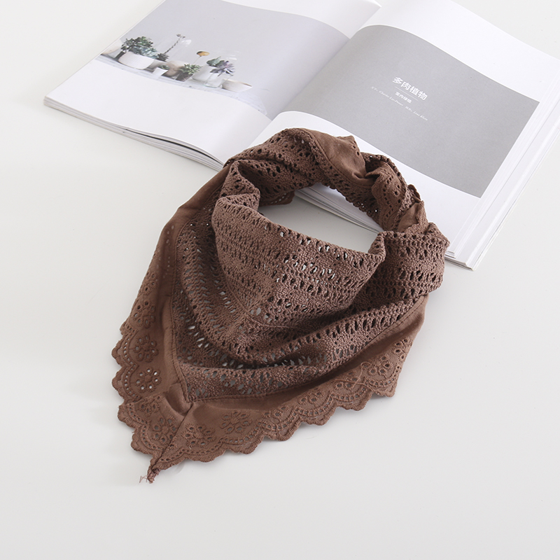 Brown Full Cotton Triangle Small Scarf,Thin Scaves
