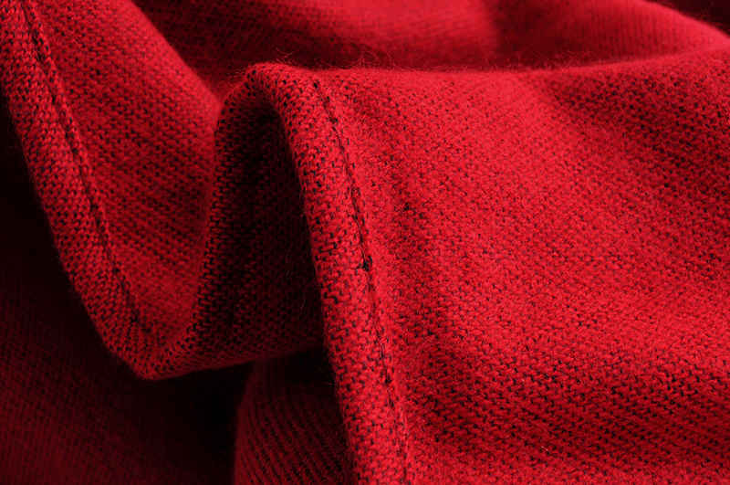  Red Pocket Solid Color Imitation Cashmere Tassel Cloak,Sweater