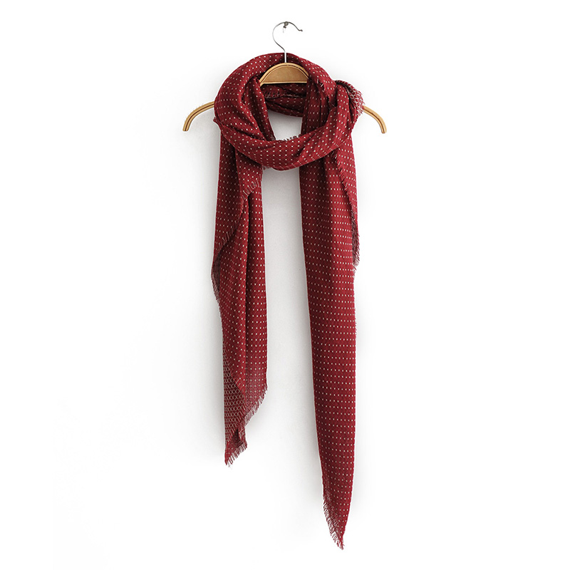  Red Wine Small Dot Pattern Scarf Shawl,Thin Scaves