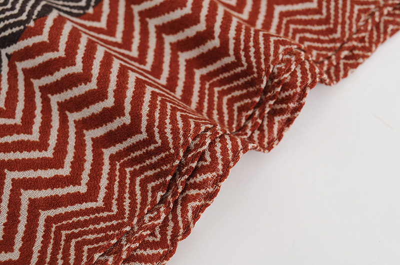  Red Wave Pattern Contrast Printed Scarf Shawl,Thin Scaves