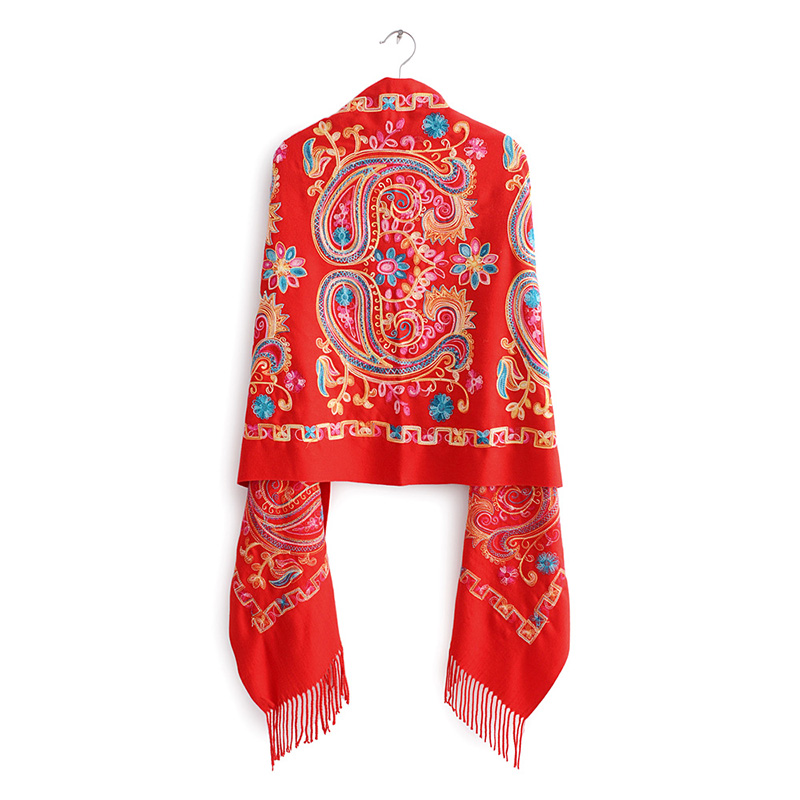  Color Cashew Flower Embroidery Imitation Cashmere Fringed Scarf Shawl,Thin Scaves