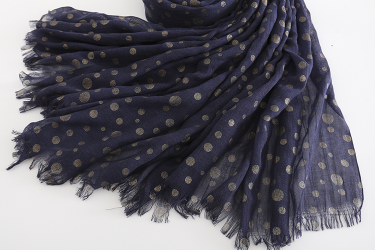  Navy Crumpled Cotton And Linen Scarf Shawl,Thin Scaves