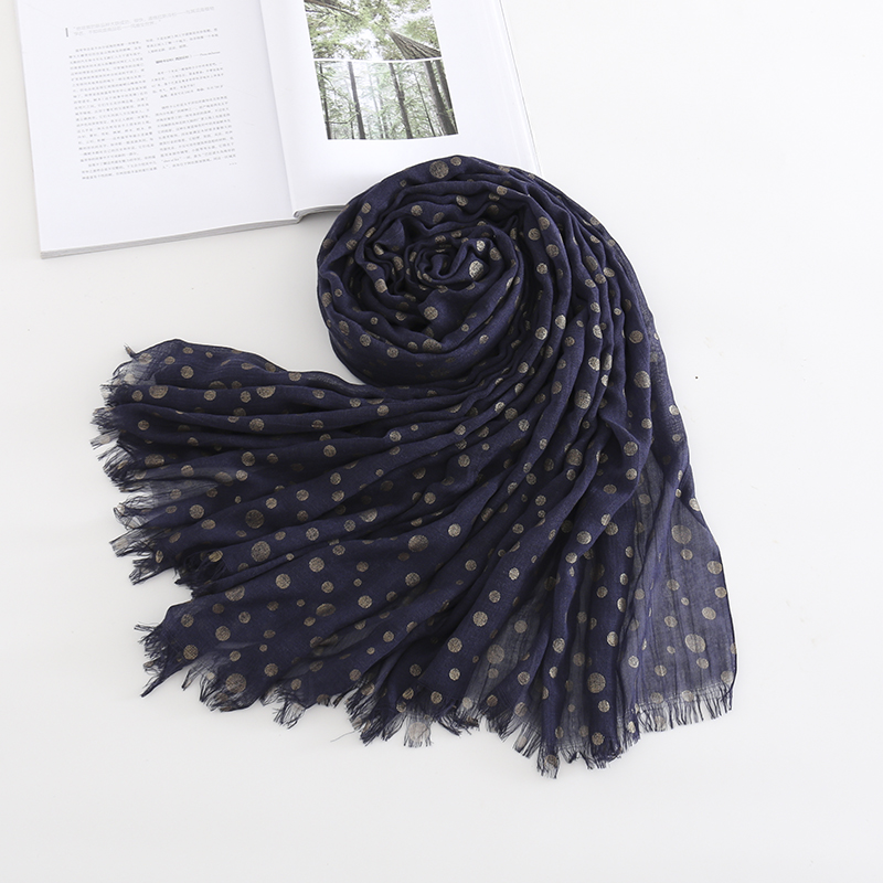  Navy Crumpled Cotton And Linen Scarf Shawl,Thin Scaves
