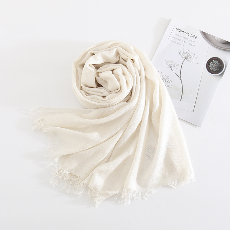  Cream Color Solid Color Cashmere Scarf Shawl,Thin Scaves
