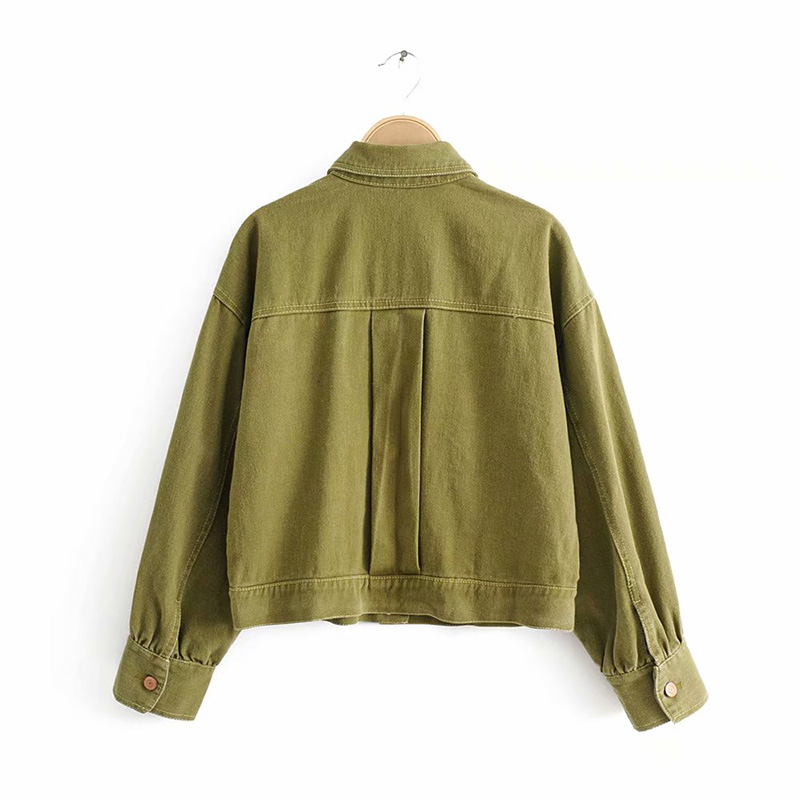  Army Green Pocket Short Lapels Jacket,Coat-Jacket