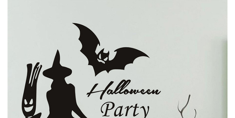 Fashion Multicolor Kst-39 Halloween Witch Bat Environmentally Removable Wall Sticker,Festival & Party Supplies