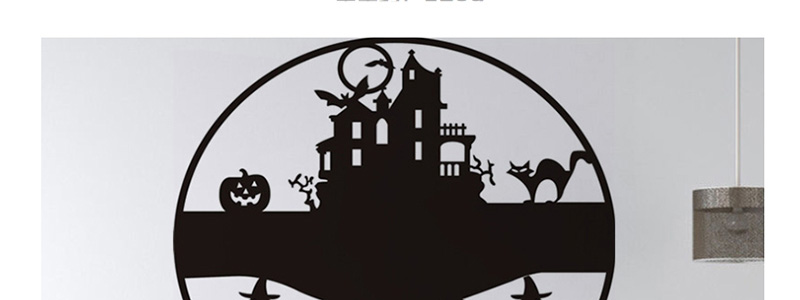 Fashion Multicolor Kst-45 Halloween Witch Castle Cat Bat Wall Sticker,Festival & Party Supplies