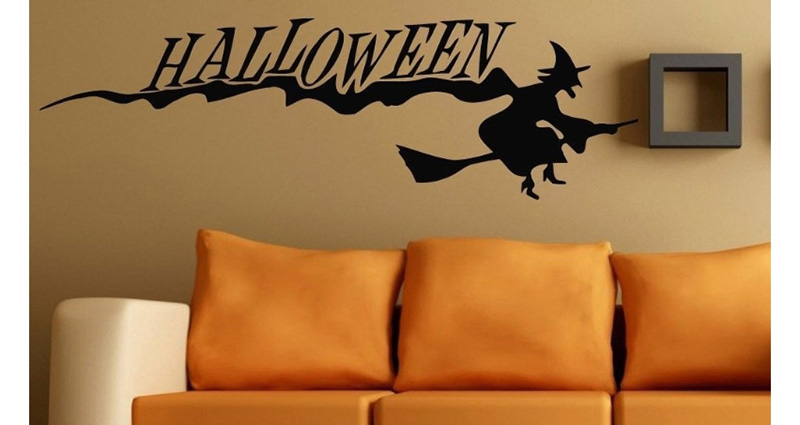 Fashion Multicolor Kst-37 Halloween Halloween Witch Broom Wall Sticker,Festival & Party Supplies