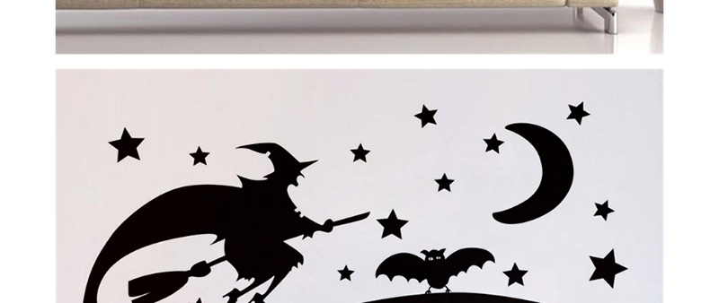 Fashion Multicolor Kst-51 Halloween Witch Broom Green Wall Sticker,Festival & Party Supplies