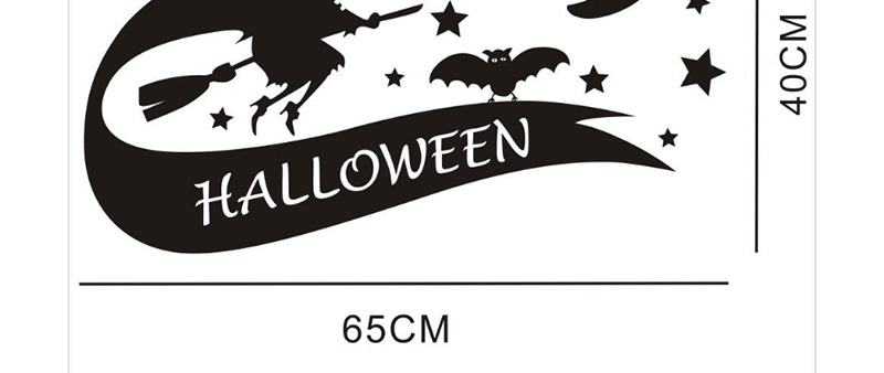 Fashion Multicolor Kst-51 Halloween Witch Broom Green Wall Sticker,Festival & Party Supplies