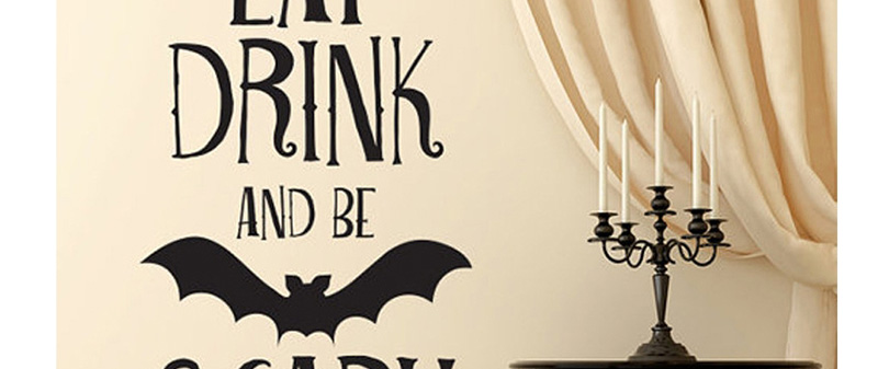 Fashion Multicolor Kst-11 Halloween Bat English Eat Drink Or Scary Wall Sticker,Festival & Party Supplies