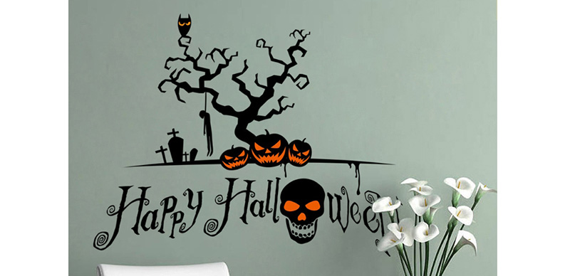 Fashion Multicolor Kst-47 Halloween God Tree Dark Skull Wall Sticker,Festival & Party Supplies