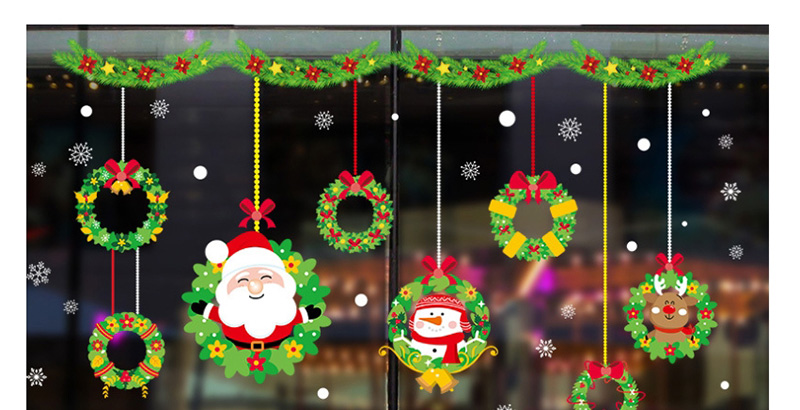 Fashion Color Xh6254 Christmas Wreath Wall Sticker,Festival & Party Supplies