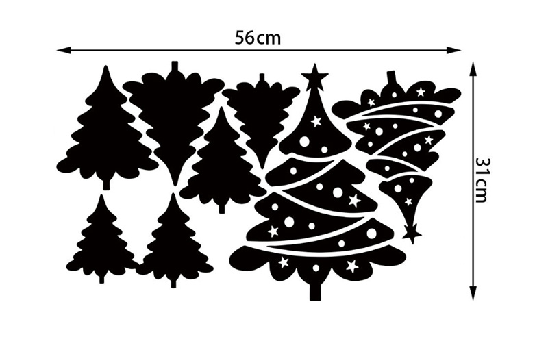 Fashion Black Ss-22 Christmas Tree Sticker,Festival & Party Supplies