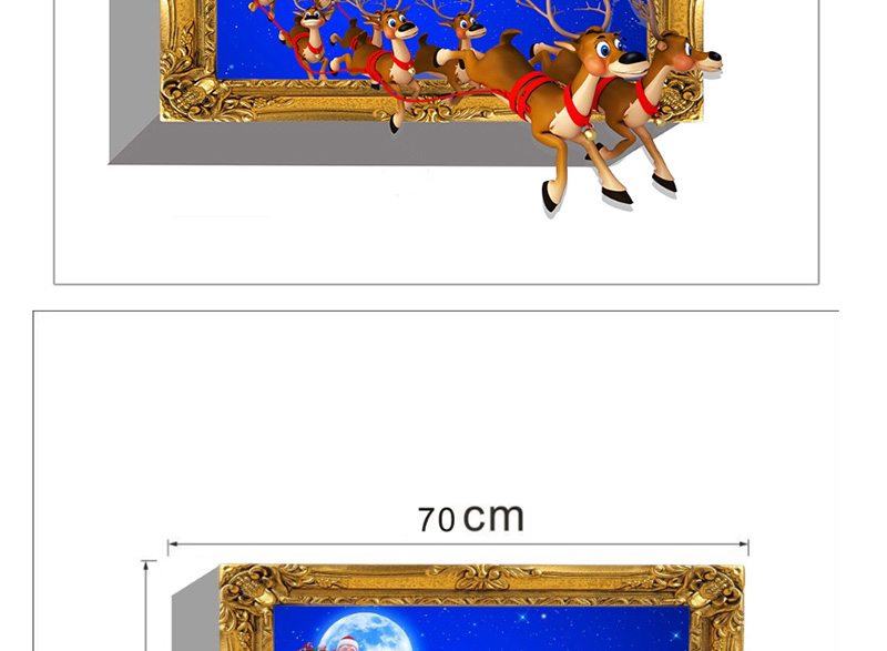 Fashion Color Ks66263d Three-dimensional Christmas Deer Wall Sticker,Festival & Party Supplies