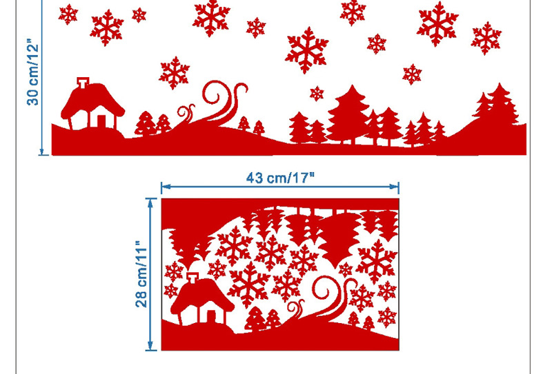 Fashion Red Ss-32 Snowflake Christmas Wall Sticker Removable,Festival & Party Supplies