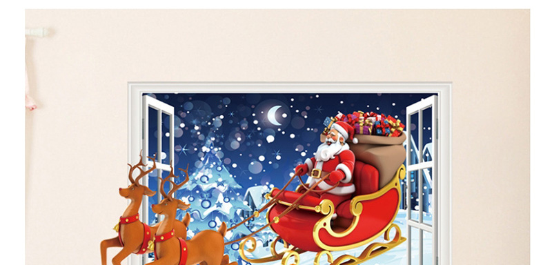 Fashion Color Paxmas80 Santa 3d Fake Window Wall Sticker Removable,Festival & Party Supplies