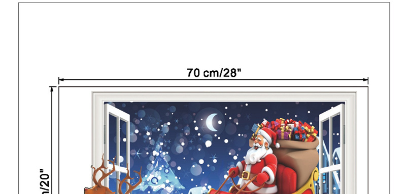 Fashion Color Paxmas80 Santa 3d Fake Window Wall Sticker Removable,Festival & Party Supplies