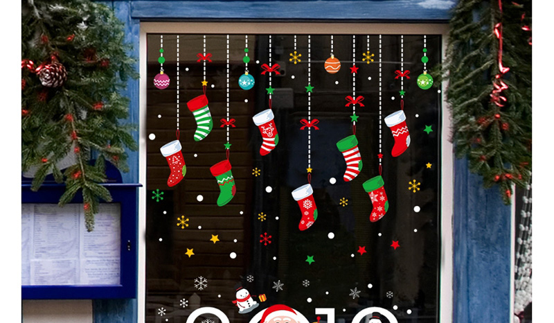 Fashion Color Xh6257 Cartoon Christmas Sock Wall Sticker,Festival & Party Supplies