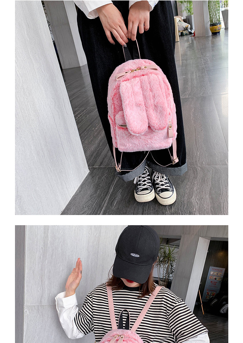 Fashion Pink Rabbit Ear Plush Backpack,Backpack