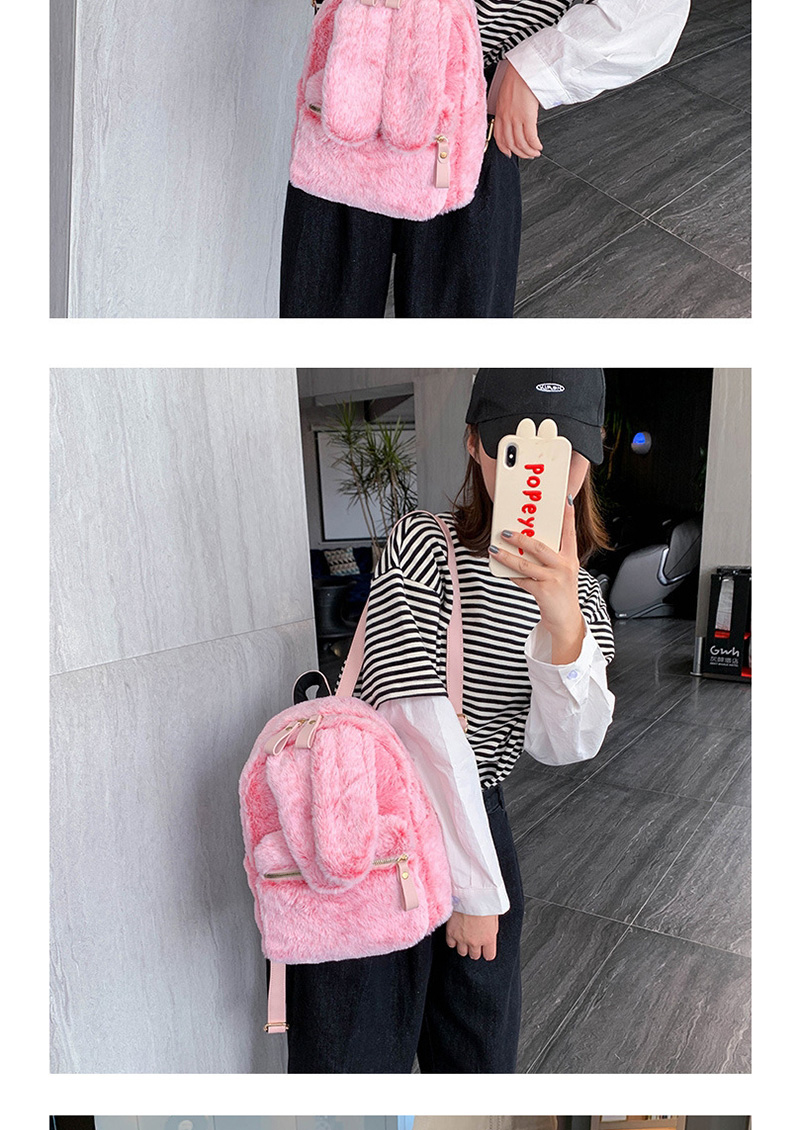 Fashion Pink Rabbit Ear Plush Backpack,Backpack