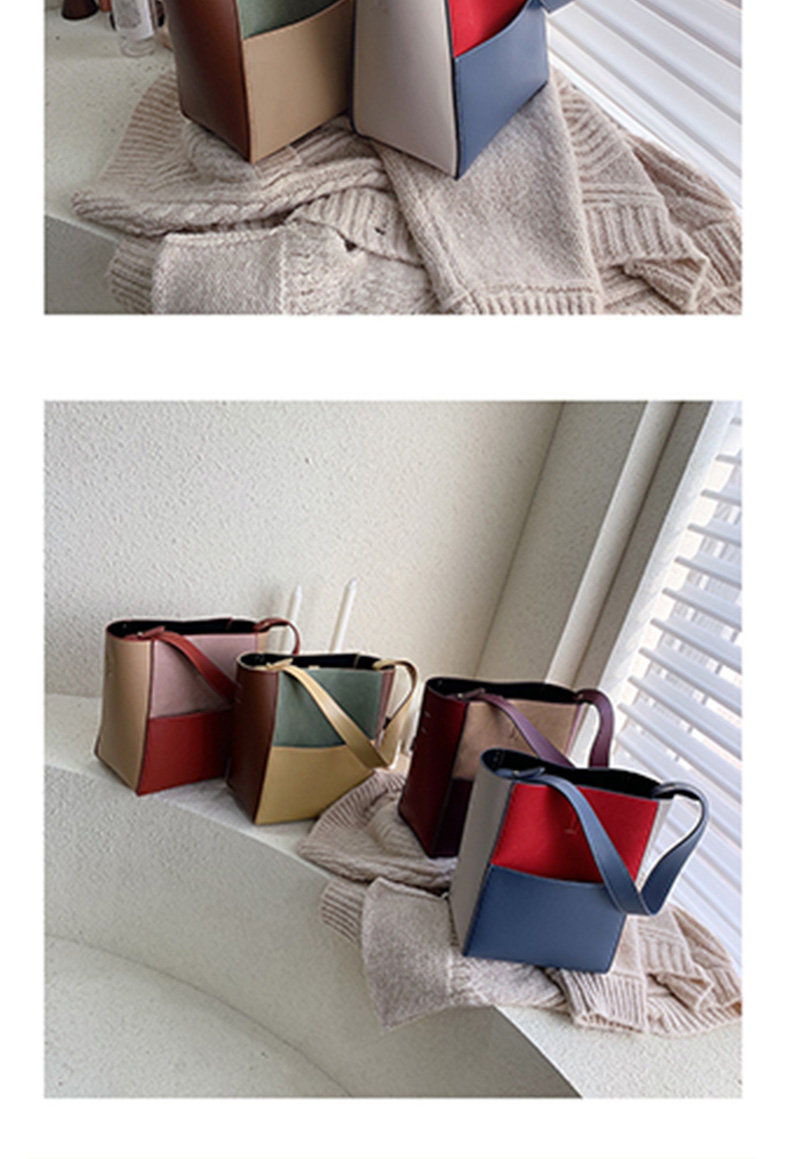 Fashion Khaki With Fuchsia Contrast Stitching Shoulder Bag,Handbags