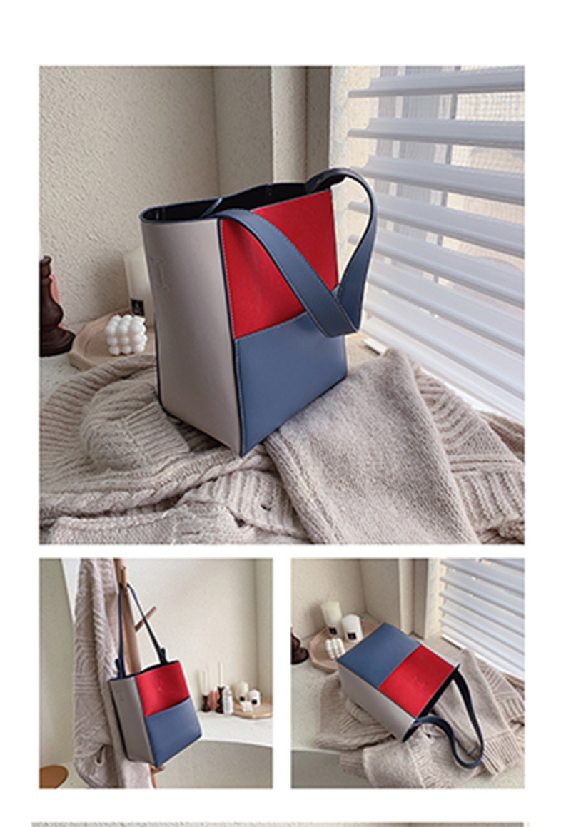Fashion Red With Blue Contrast Stitching Shoulder Bag,Handbags