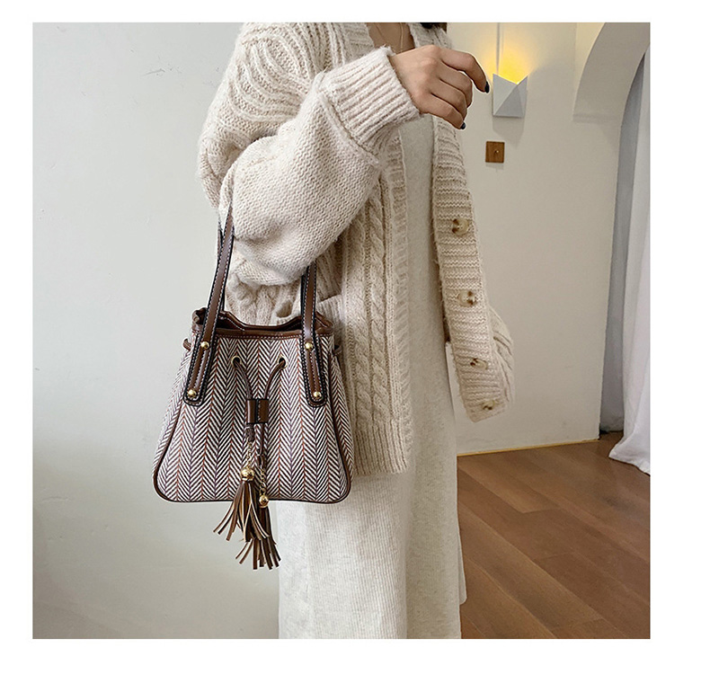 Fashion Gray Woolen Fringed Shoulder Bag,Handbags