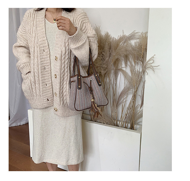 Fashion Khaki Woolen Fringed Shoulder Bag,Handbags