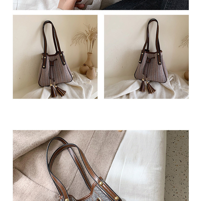 Fashion Khaki Woolen Fringed Shoulder Bag,Handbags