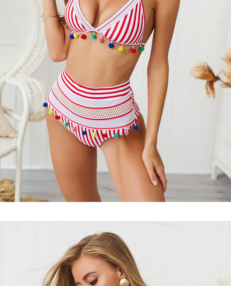  Leopard Print Mesh Tassel Ball Bikini,Bikini Sets