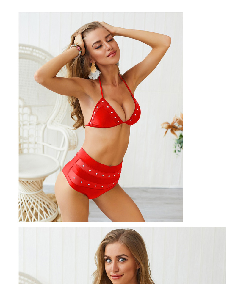  Red Hot Drilling Mesh Gauze Stitching Two-piece Suit,Bikini Sets