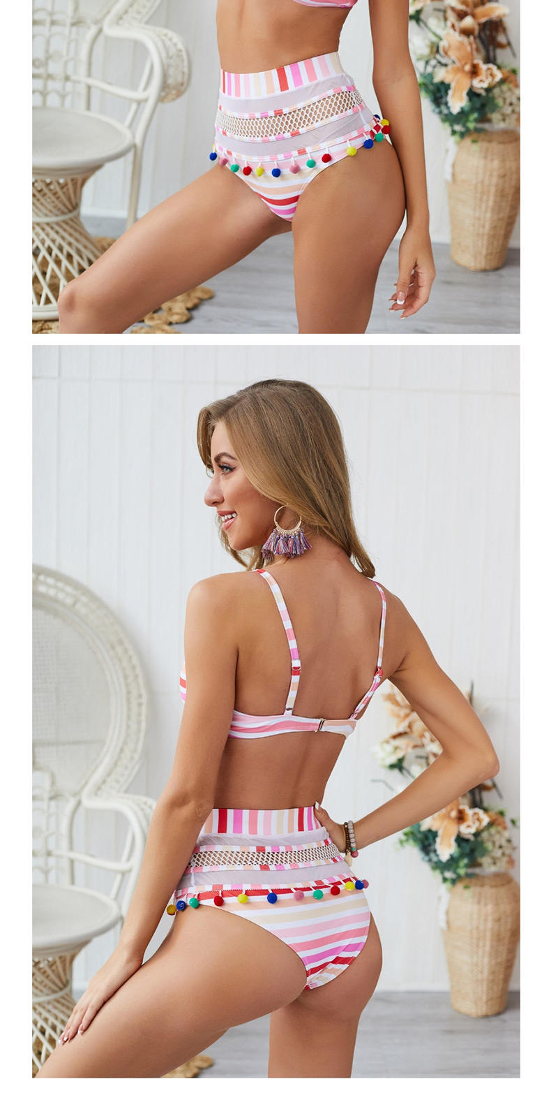  Oil Color Printing Print Knotted Ball Tassel Bikini Two-piece,Bikini Sets