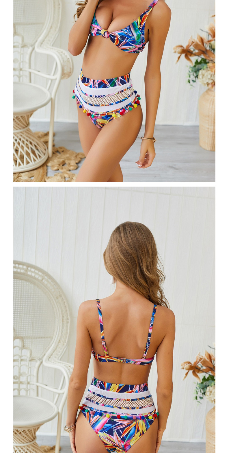  Oil Color Printing Print Knotted Ball Tassel Bikini Two-piece,Bikini Sets