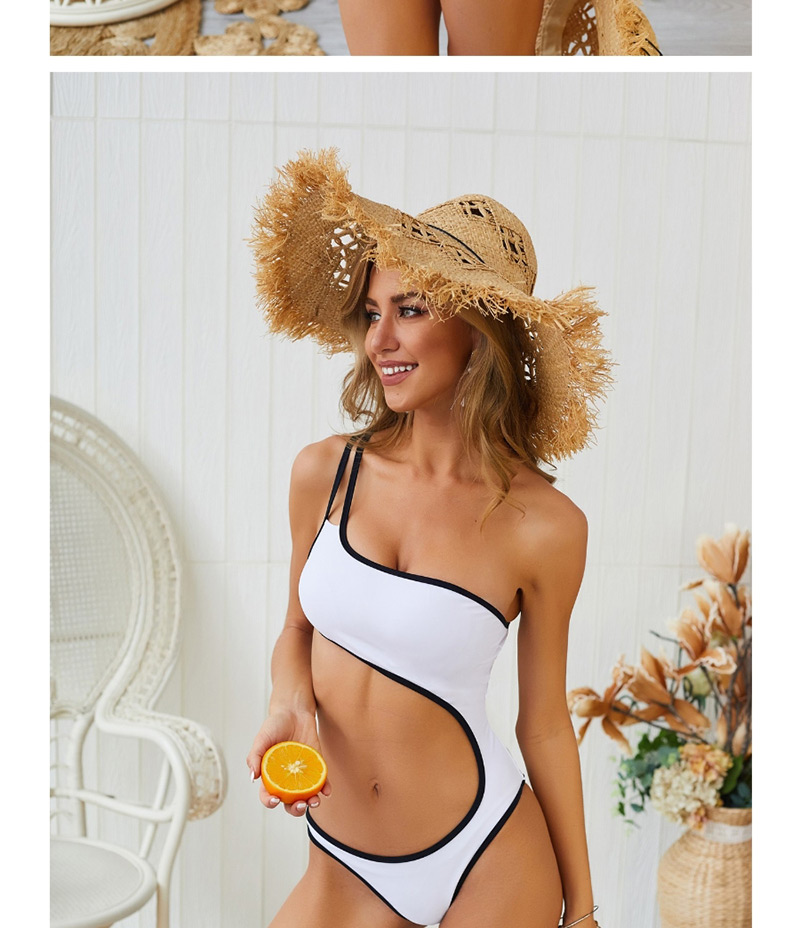  Black Covered Colorblocked Waist One-piece Swimsuit,One Pieces