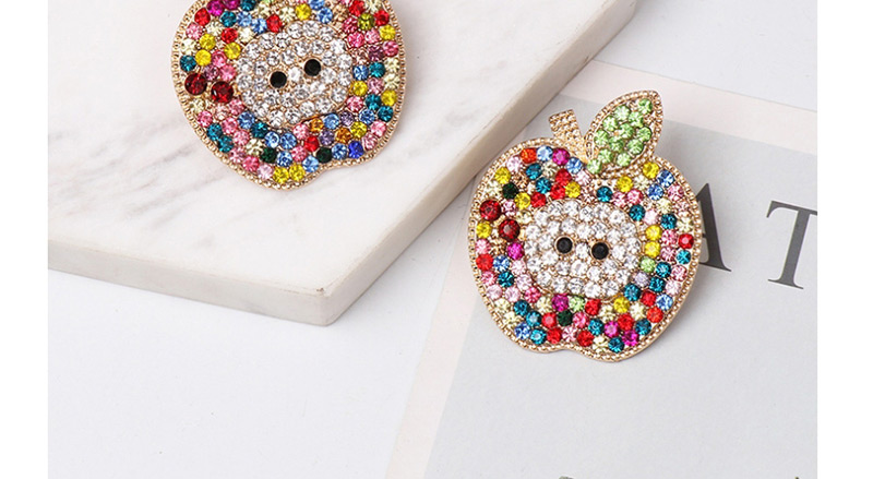 Fashion Color Fruit Apple And Diamond Earrings,Stud Earrings