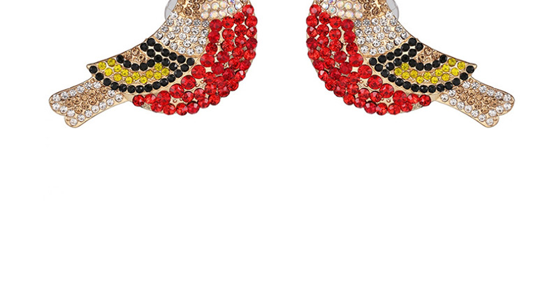 Fashion Red Electroplated Crystal Diamond Bird Earrings,Stud Earrings