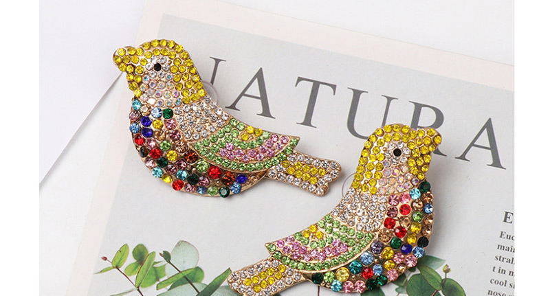 Fashion Color Electroplated Crystal Diamond Bird Earrings,Stud Earrings
