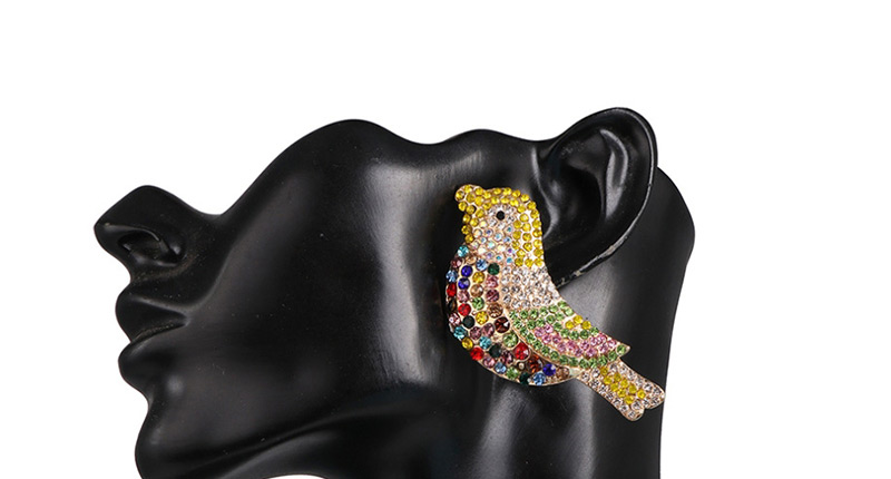 Fashion Color Electroplated Crystal Diamond Bird Earrings,Stud Earrings