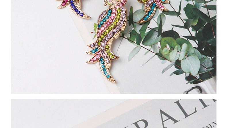 Fashion Pink Electroplated Crystal Diamond Bird Earrings,Stud Earrings