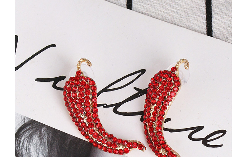 Fashion Red Studded Small Pepper Vegetable Earrings,Stud Earrings